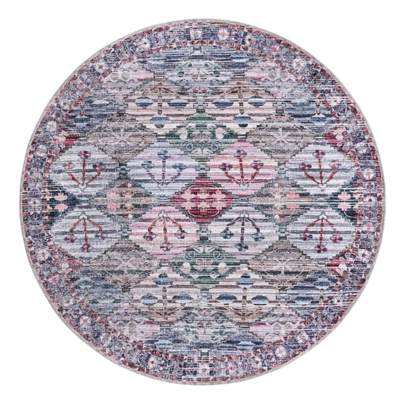 Unique Loom Mangata Collection Area Rug - Maya (5' 3" Round Multi/Blue)