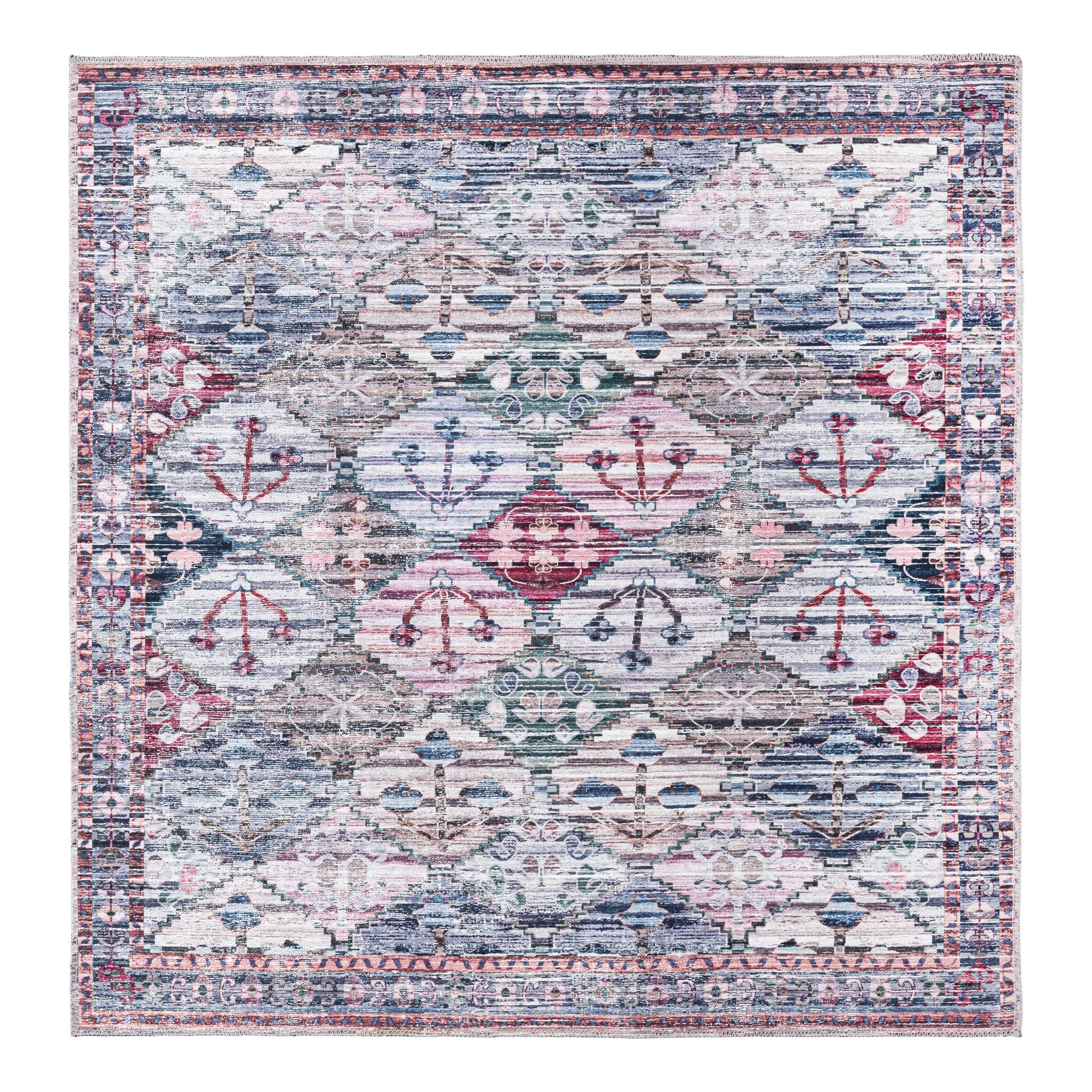 Mangata Maya Colorful Square Chenille Area Rug