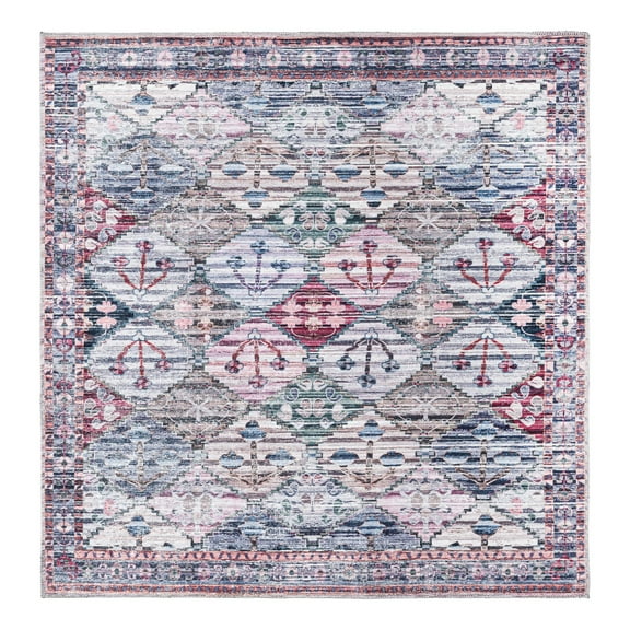 Unique Loom Mangata Collection Area Rug - Maya (5' 3" Square Multi/Blue)