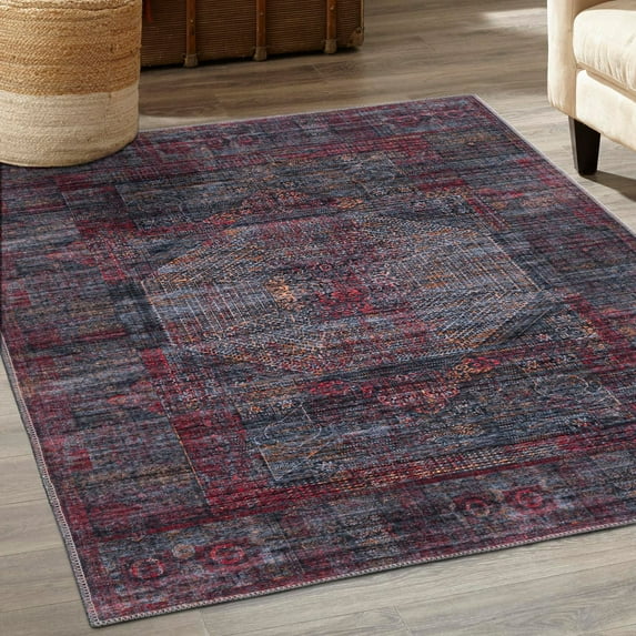 Unique Loom Mangata Collection Area Rug - Melissa (3' 11" x 6' Rectangle Red and Black/Orange)