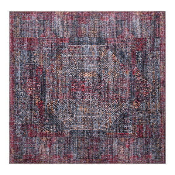 Unique Loom Mangata Collection Area Rug - Melissa (7' 10" Square Red and Black/Orange)