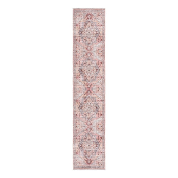 Unique Loom Mangata Collection Area Rug - Melodie (2' 7" x 13' Runner Apricot and pink/Gray)