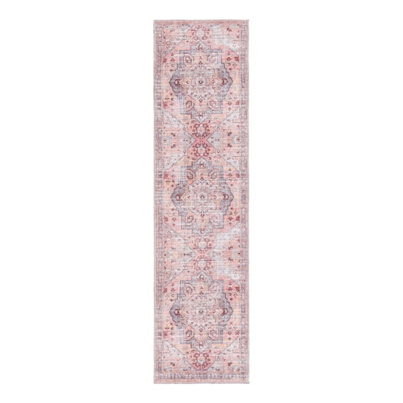 Unique Loom Mangata Collection Area Rug - Melodie (2' x 7' 10" Runner Apricot and pink/Gray)