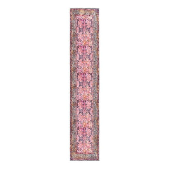 Unique Loom Mangata Collection Area Rug - Mona (2' x 10' Runner Pink/Beige)