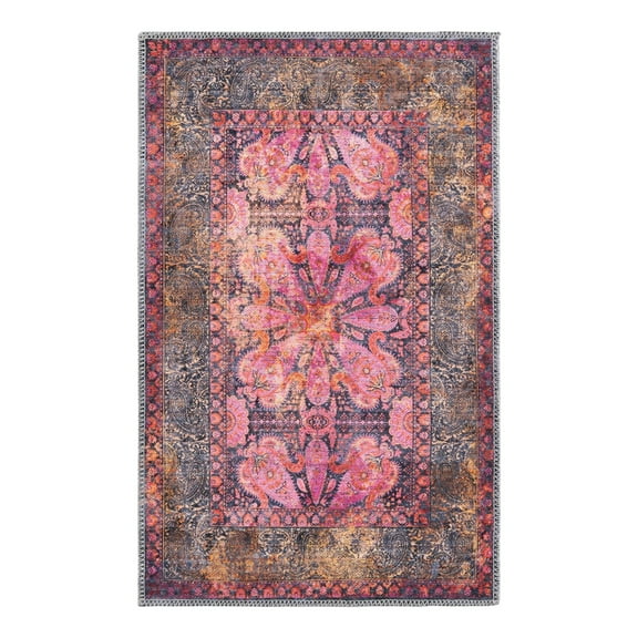 Unique Loom Mangata Collection Area Rug - Mona (2' x 3' 1" Rectangle Pink/Beige)