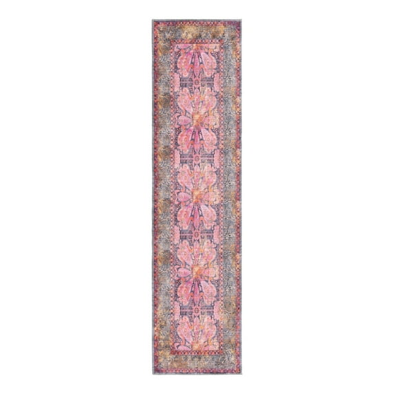 Unique Loom Mangata Collection Area Rug - Mona (2' x 8' Runner Pink/Beige)