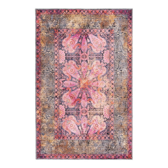 Unique Loom Mangata Collection Area Rug - Mona (4' 1" x 6' 1" Rectangle Pink/Beige)