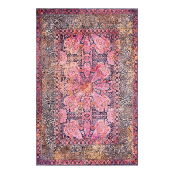Unique Loom Mangata Collection Area Rug - Mona (6' 1" x 9' Rectangle Pink/Beige)
