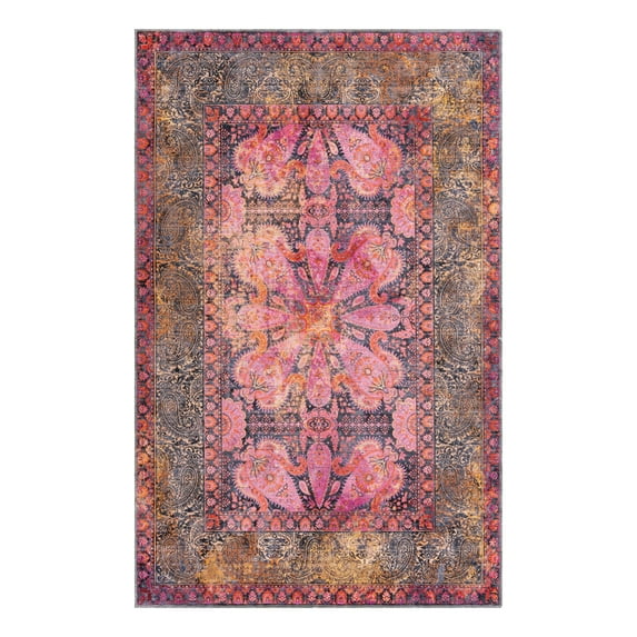 Unique Loom Mangata Collection Area Rug - Mona (5' 3" x 8' Rectangle Pink/Beige)