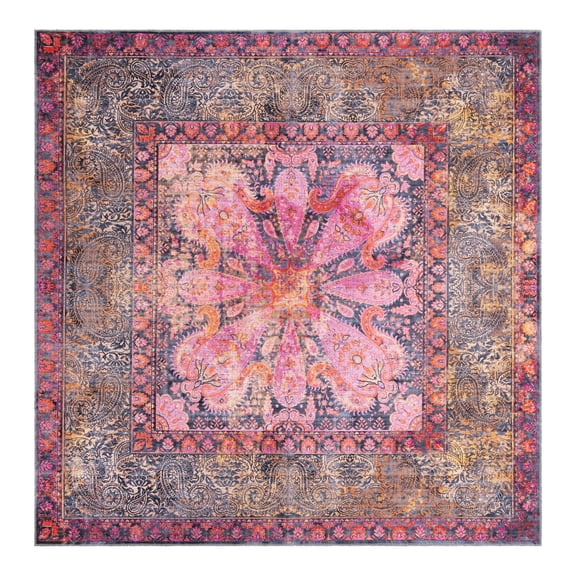 Unique Loom Mangata Collection Area Rug - Mona (7' 10" Square Pink/Beige)