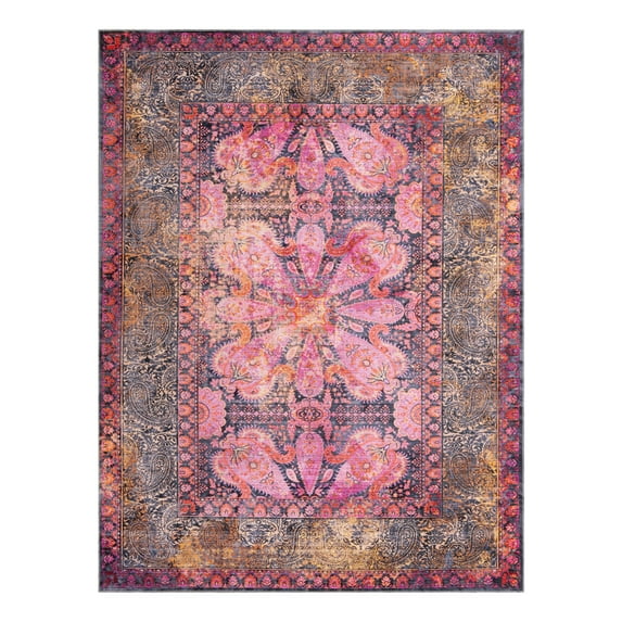 Unique Loom Mangata Collection Area Rug - Mona (9' 2" x 12' Rectangle Pink/Beige)