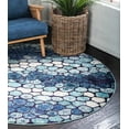 thumbnail image 1 of Unique Loom Estrella Collection Area Rug - Mar Bella (6' 1" Round Blue/Black), 1 of 8