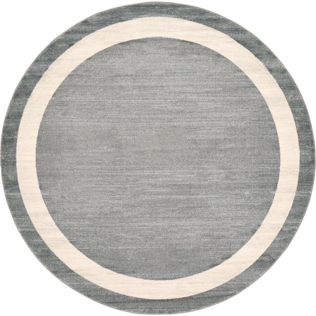 Unique Loom Maria Del Mar Rug Gray/Ivory 7' 10" Round Solid Contemporary Perfect For Dining Room
