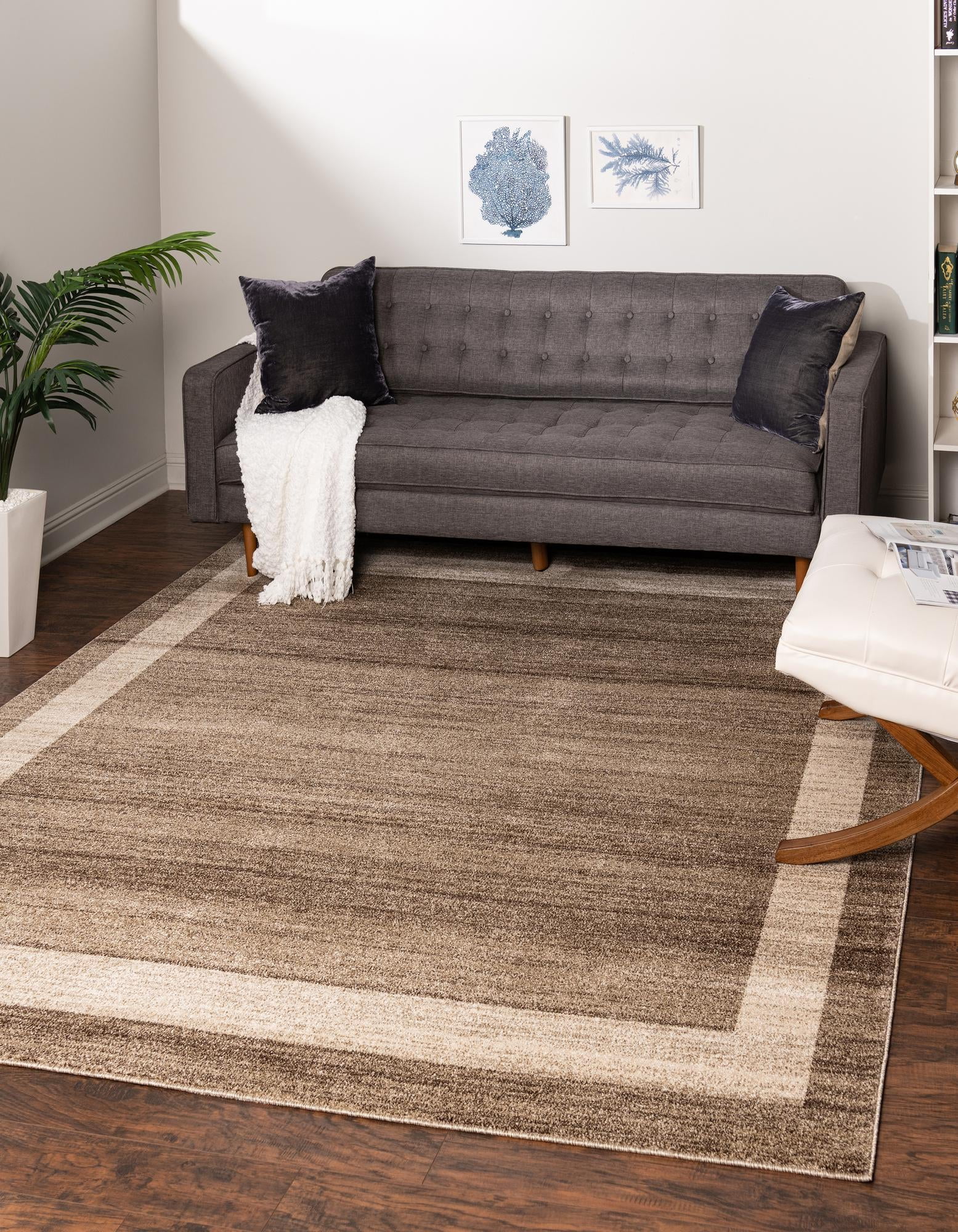 Unique Loom Maria Del Mar Rug Light Brown/Ivory 7' 10" Square Solid Contemporary Perfect For