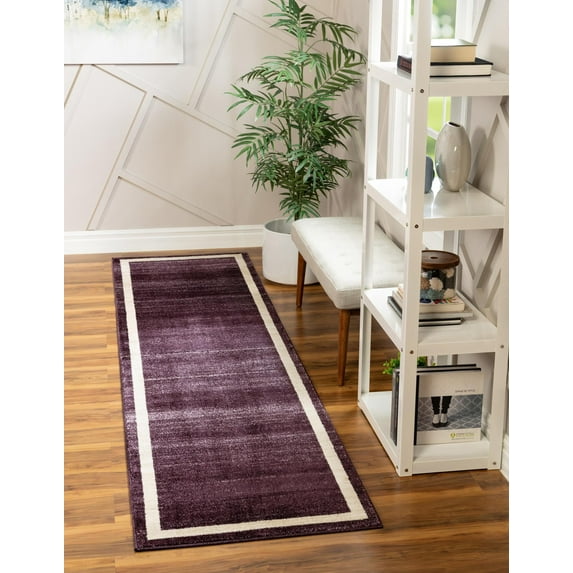 Unique Loom Del Mar Collection Area Rug - Maria (2' x 8' Runner Violet/Ivory)