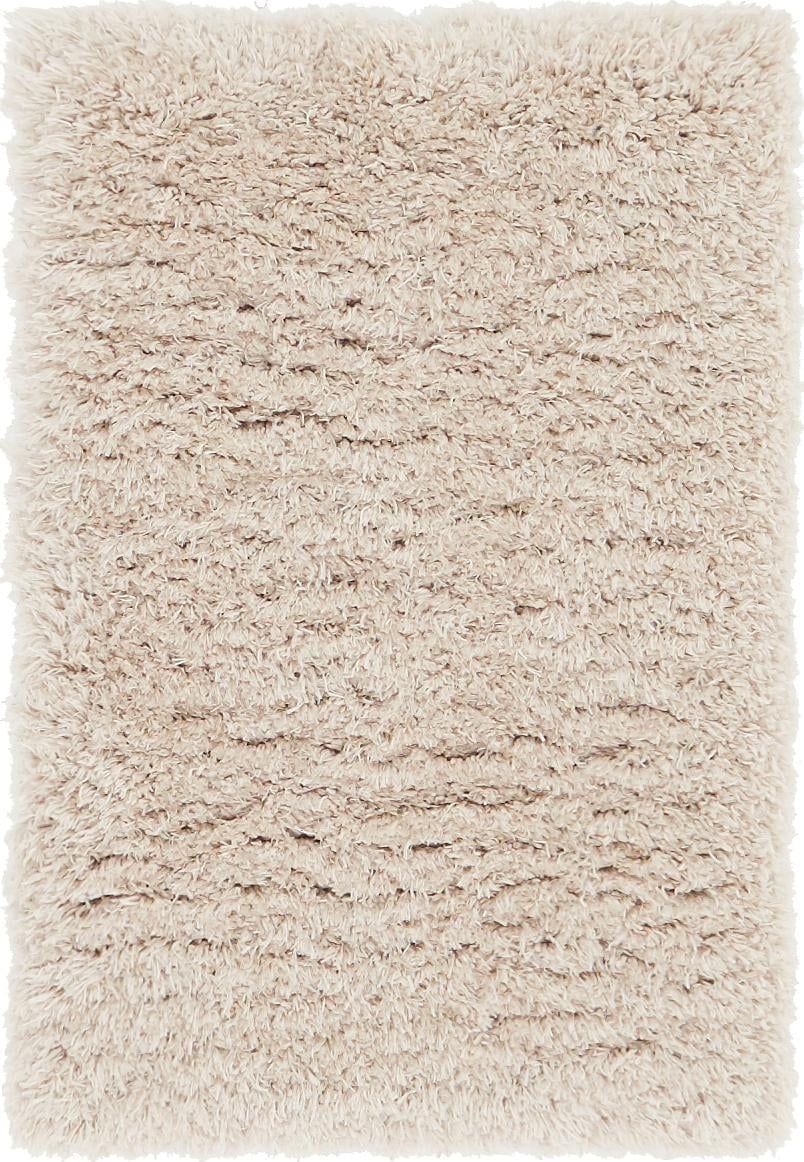 Luxurious Blonde Shag Rectangular Synthetic Area Rug