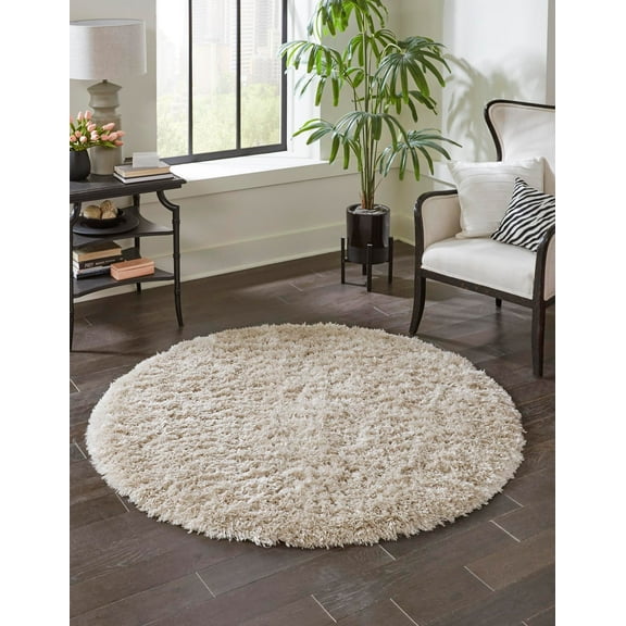 Unique Loom Marilyn Monroe Opulence Shag Collection Area Rug - (3' 3" Round Blonde)