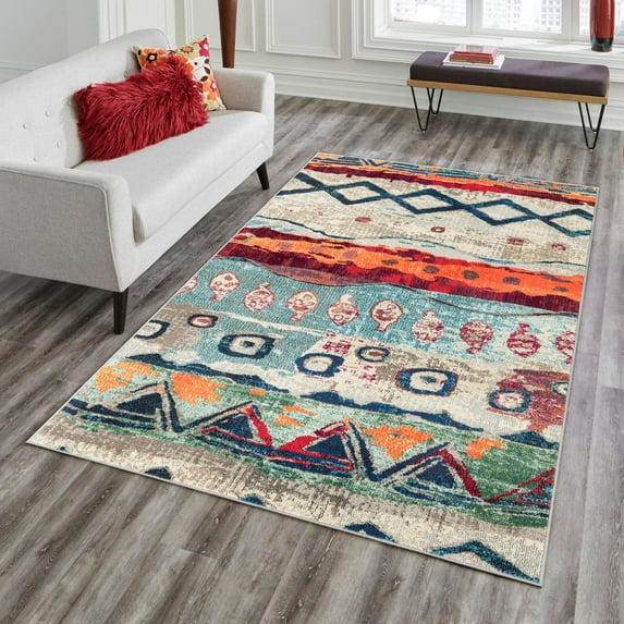 Unique Loom Vivid Collection Area Rug - Mary (6' 1" x 9' Rectangle Multi/Ivory)