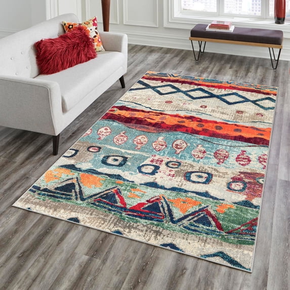 Unique Loom Vivid Collection Area Rug - Mary (9' x 12' Rectangle Multi/Ivory)