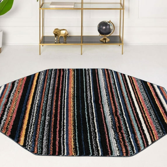 Unique Loom Tagine Collection Area Rug - Maryam (7' 10" Octagon Multi/Black)
