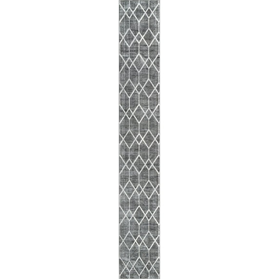 Unique Loom Matrix Trellis Collection Area Rug - Deco (2' 11" x 19' 8" Runner Gray/Ivory)