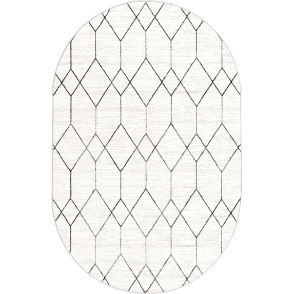 Unique Loom Matrix Trellis Collection Area Rug - Deco (5' 3" x 8' Oval White/Gray)