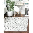thumbnail image 1 of Unique Loom Matrix Trellis Collection Area Rug - Deco (7' Square White/Gray), 1 of 5