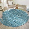 thumbnail image 1 of Unique Loom Matrix Trellis Collection Area Rug - Deco (8' Round Blue/Ivory), 1 of 7