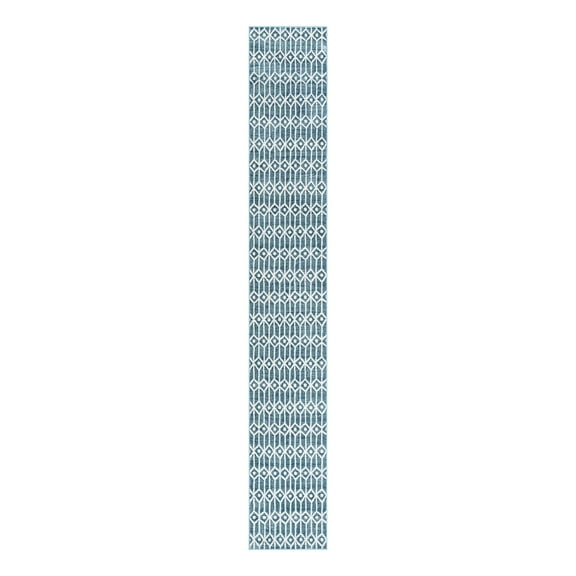 Unique Loom Matrix Trellis Collection Area Rug - Diamonds (2' 11" x 19' 8" Runner Blue/Light Blue)