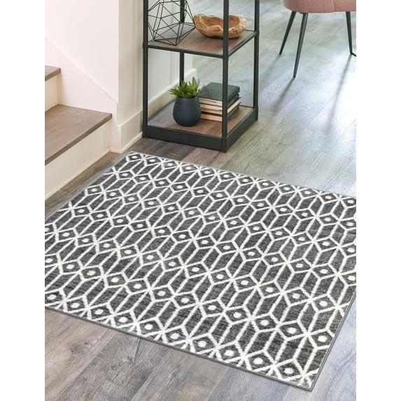 Unique Loom Matrix Trellis Collection Area Rug - Diamonds (7' Square Gray/Ivory)