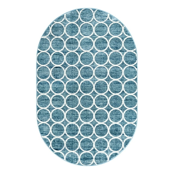 Unique Loom Matrix Trellis Collection Area Rug - Dots (5' 3" x 8' Oval Blue/Light Blue)