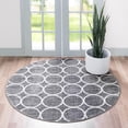 thumbnail image 1 of Unique Loom Matrix Trellis Collection Area Rug - Dots (5' Round Gray/Ivory), 1 of 7