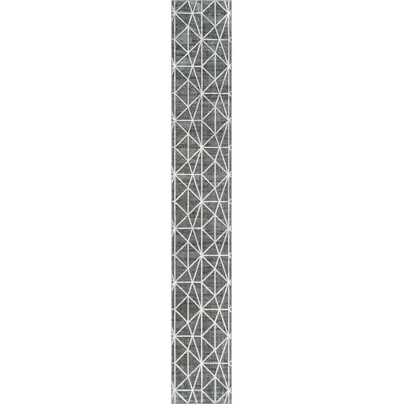 Unique Loom Matrix Trellis Collection Area Rug - Geometric (2' 11" x 19' 8" Runner Gray/Ivory)