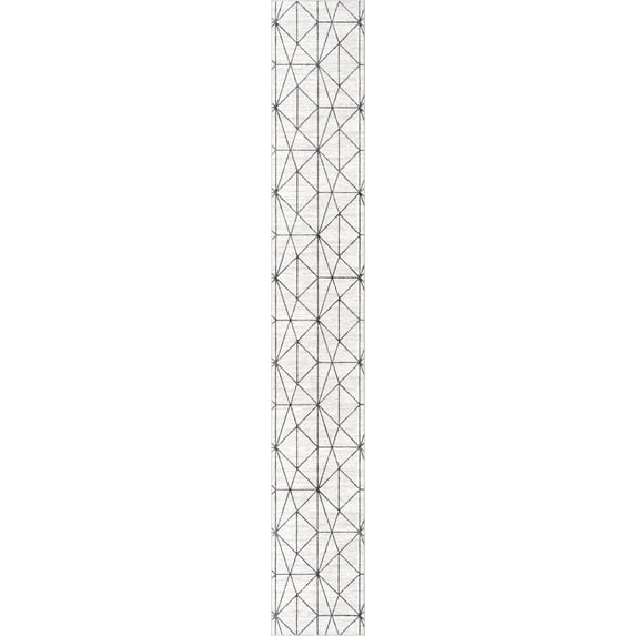 Unique Loom Matrix Trellis Collection Area Rug - Geometric (2' 11" x 19' 8" Runner White/Gray)