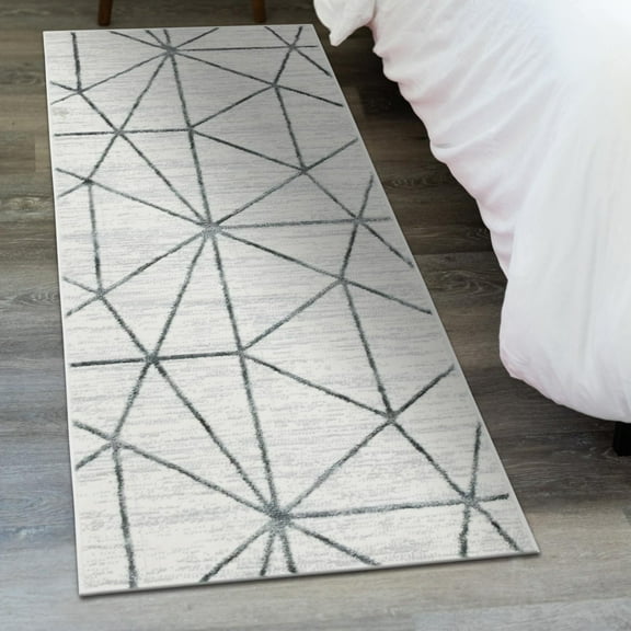 Unique Loom Matrix Trellis Collection Area Rug - Geometric (2' x 6' 1" Runner White/Gray)