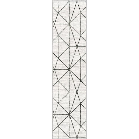 Unique Loom Matrix Trellis Collection Area Rug - Geometric (2' x 8' Runner White/Gray)