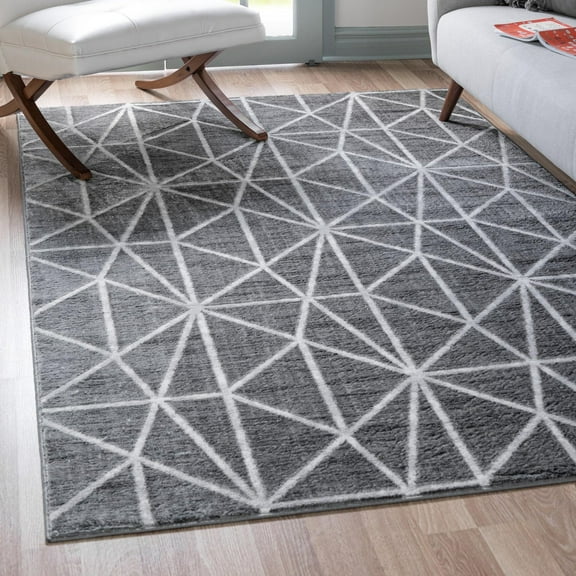 Unique Loom Matrix Trellis Collection Area Rug - Geometric (5' 1" x 8' Rectangle Gray/Ivory)