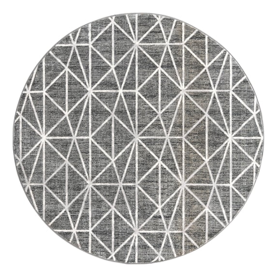 Unique Loom Matrix Trellis Collection Area Rug - Geometric (7' Round Gray/Ivory)