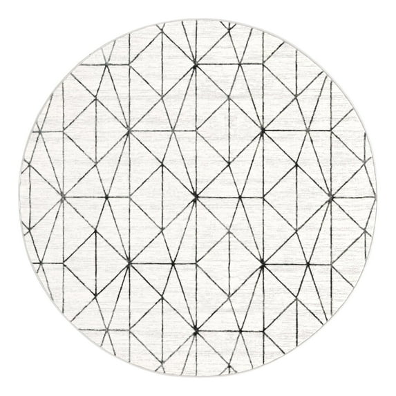 Unique Loom Matrix Trellis Collection Area Rug - Geometric (7' Round White/Gray)
