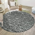 thumbnail image 1 of Unique Loom Matrix Trellis Collection Area Rug - Geometric (8' Round Gray/Ivory), 1 of 7