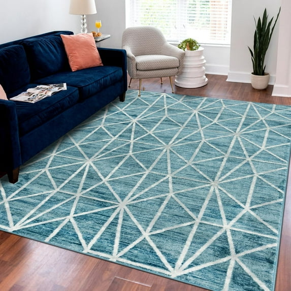 Unique Loom Matrix Trellis Collection Area Rug - Geometric (9' x 12' 2" Rectangle Blue/Light Blue)