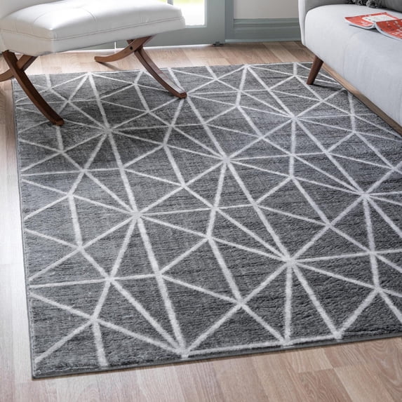 Unique Loom Matrix Trellis Collection Area Rug - Geometric (9' x 12' 2" Rectangle Gray/Ivory)