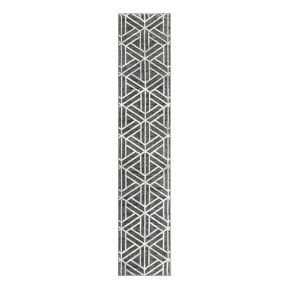 Unique Loom Matrix Trellis Collection Area Rug - Motif (2' 7" x 13' Runner Gray/Ivory)