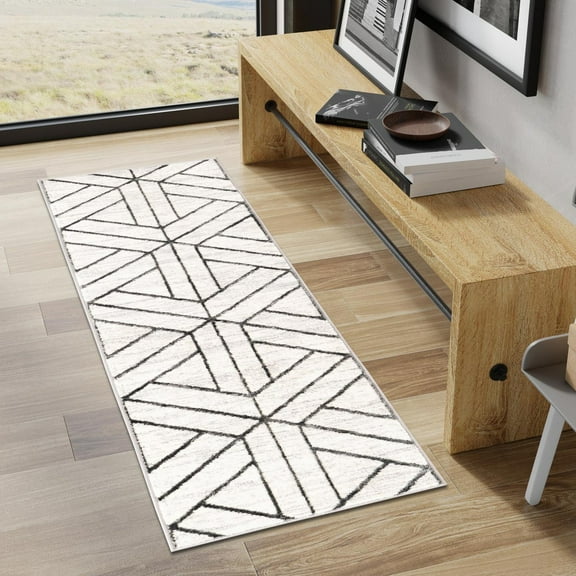 Unique Loom Matrix Trellis Collection Area Rug - Motif (2' x 6' Runner White/Gray)