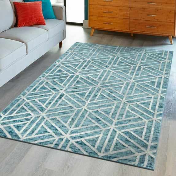 Unique Loom Matrix Trellis Collection Area Rug - Motif (3' 3" x 5' 3" Rectangle Blue/Ivory)