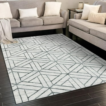 Unique Loom Matrix Trellis Collection Area Rug - Motif (5' 1" x 8' Rectangle White/Gray)
