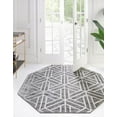 thumbnail image 1 of Unique Loom Matrix Trellis Collection Area Rug - Motif (5' 3" Octagon Gray/Ivory), 1 of 5