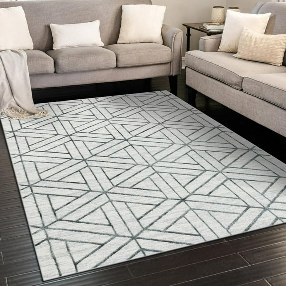Unique Loom Matrix Trellis Collection Area Rug - Motif (6' x 9' Rectangle White/Gray)