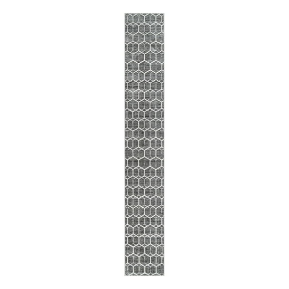 Unique Loom Matrix Trellis Collection Area Rug - Tile (2' 11" x 19' 8" Runner Grey/Ivory)