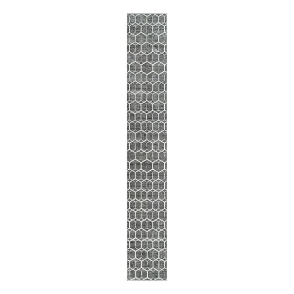 Unique Loom Matrix Trellis Collection Area Rug - Tile (2' 11" x 19' 8" Runner Grey/Ivory)